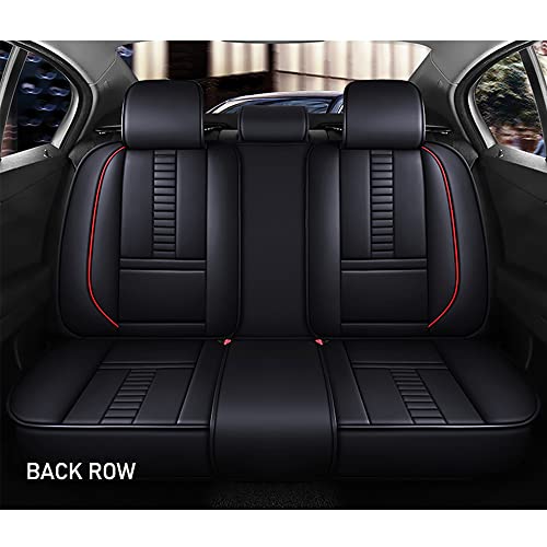 Waterproof 5 Car Seat Covers for Honda Passport 2019-2023, Premium Leather Automotive Front and Back Seat Protectors Compatible with Airbag (Black & Black Line)