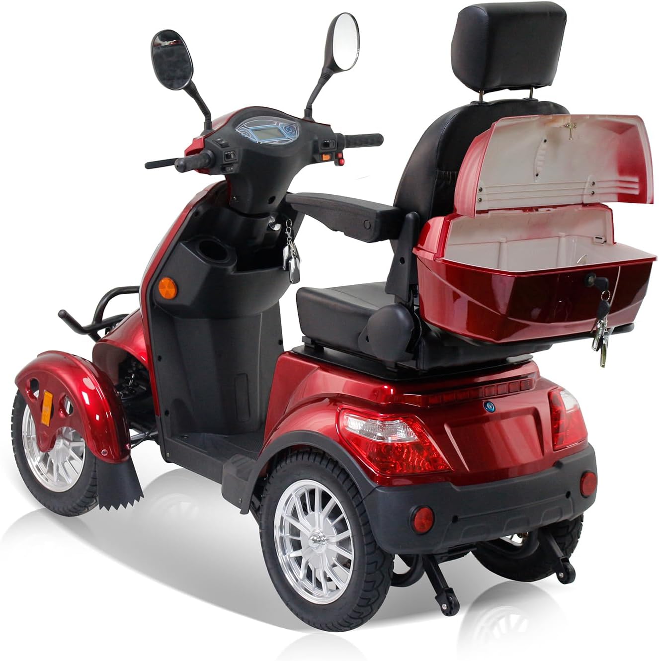 Electric Mobility Scooter for Adults & Seniors, Heavy Duty 4 Wheel Mobility Scooters 500lbs Capacity 800W All Terrain Powered Mobility Scooter for Travel, 3-Speed Elderly Handicap Scooter-Red
