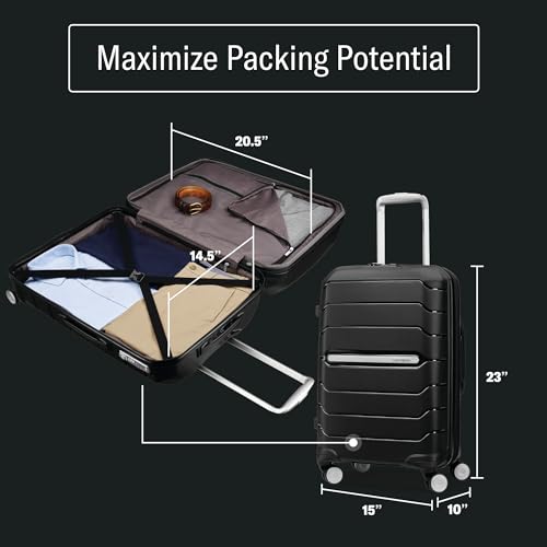 Samsonite Freeform 21-Inch Hardside Carry-On Luggage - Hardshell Carry-On Suitcase - TSA, Airline-Approved - Expandable Hard Shell, Smooth Rolling Spinner Wheels for Lightweight Travel - Navy