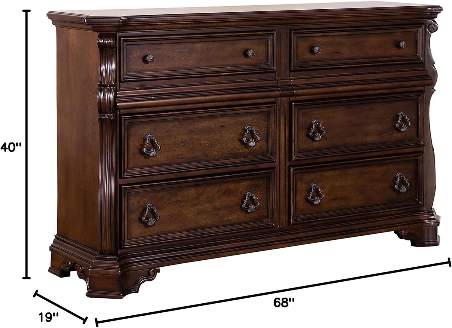 Liberty Furniture Industries Arbor Place 8 Drawer Double Dresser, 68" x 19" x 40", Brownstone Finish