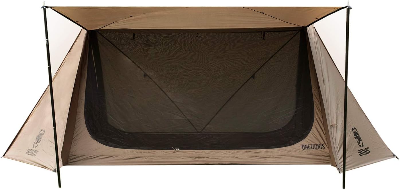 OneTigris Outback Retreat Camping Tent, 2 Person Tents for Camping Waterproof with 4 Tent Poles, Perfect for SUV RV Truck Car Camping, Backpacking, Bushcraft, Travel, Canoeing