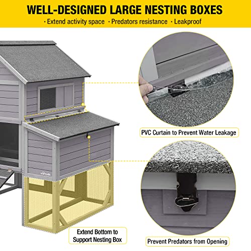 Aivituvin Extra Large 137in Chicken Coop for 8-10 Chickens,Outdoor Wooden Hen House Poultry Cage Large Run with 6 Nesting Boxes, 6 Perches