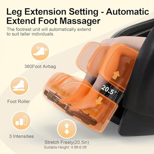 2025 Massage Chair Full Body - Zero Gravity Massage Chair Recliner for Fatigue w/Heating, Air Pressure Massage, 6 Auto Mode, 10 Rollers, Footrest, Bluetooth, Time, Gift for Parents & Seniors （Black）