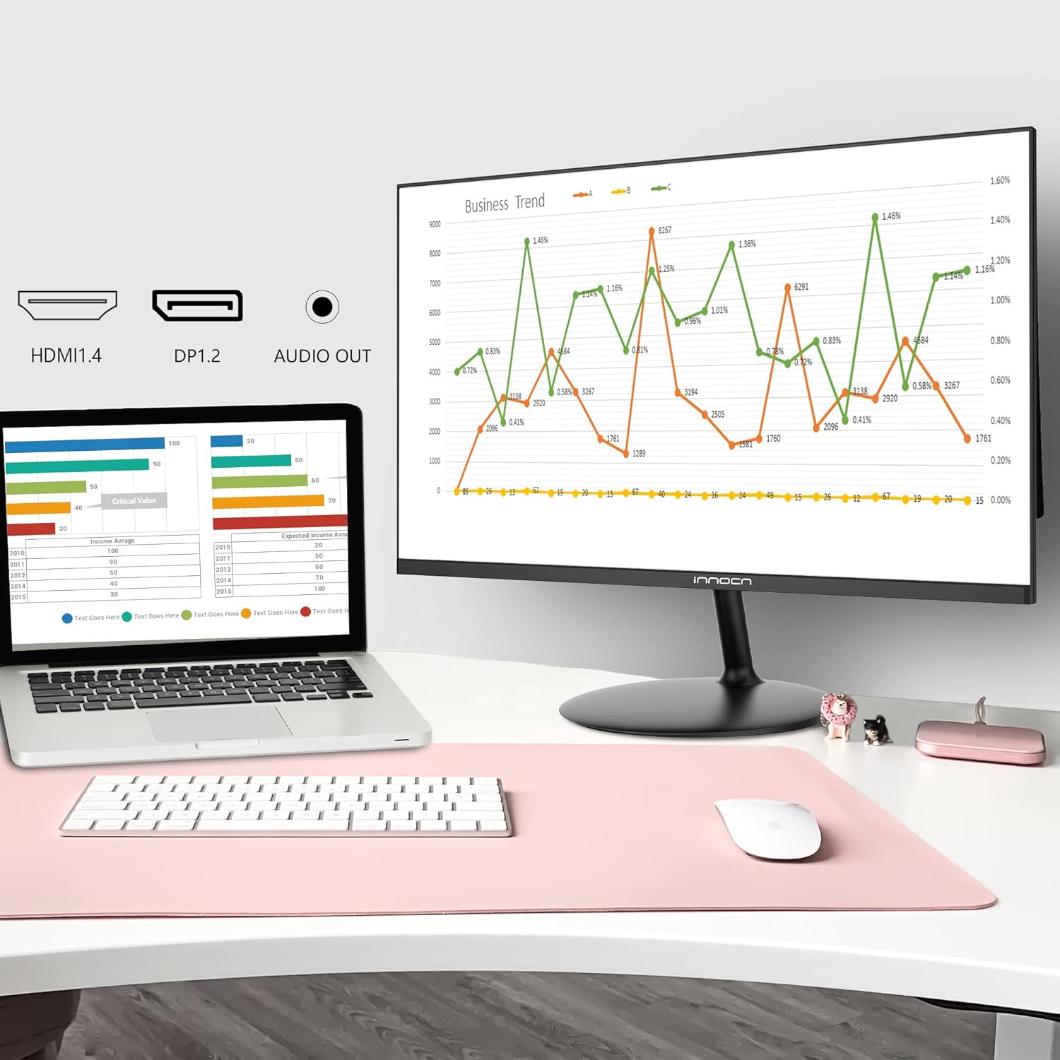 INNOCN 24 Inch Computer Monitor 2K QHD 2560x1440P, 75Hz, 100% sRGB, IPS Panel, HDMI, DP, 3.5mm, 16:9 Display Flicker Free Gaming 1440P Monitor for Home Office, VESA Mountable - 24D1Q, Black