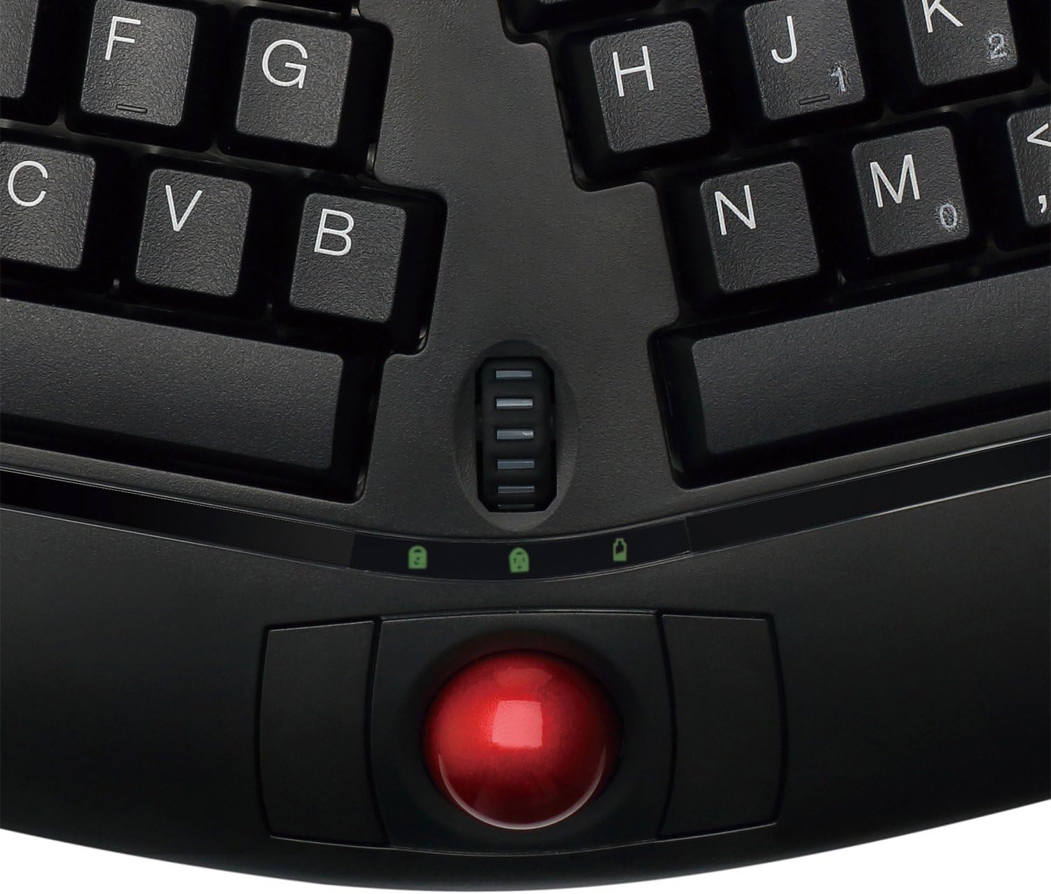 Adesso WKB-3150UB - Wireless Ergonomic Keyboard with Built-in Removable Trackball and Scroll Wheel, Split Key, Long Battery Life, Small and Portable -Compatible for Laptop/Desktop/PC/Windows XP/7/8/10