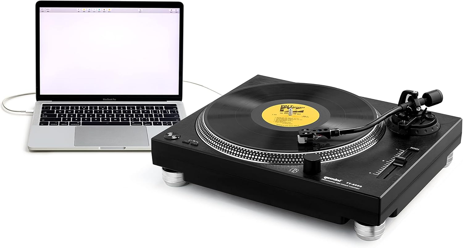 Gemini Sound TT-4000 Professional Direct-Drive DJ Turntable, High Torque, 3 Speeds Vinyl Record Player, Switchable Phono Preamp, Variable Pitch Control, Die-Cast Aluminum Platter, USB Audio Interface