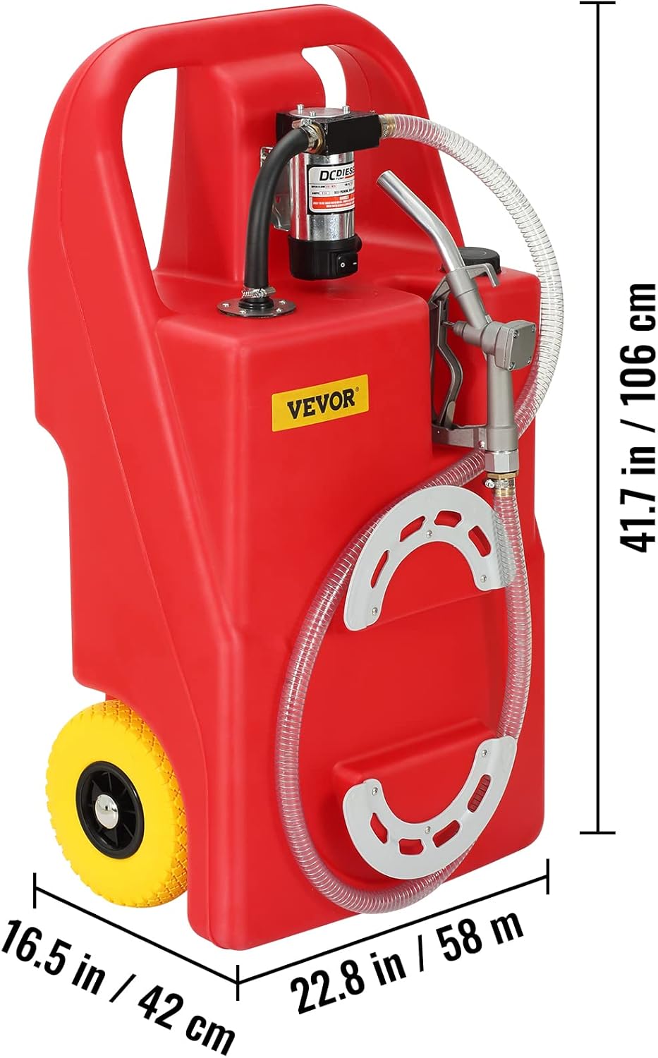 VEVOR Fuel Caddy, 32 Gallon, Portable Fuel Storage Tank On-Wheels, with 12V DC 140 W Transfer Pump (for Diesel Only), Diesel Fuel Container with 13 Ft Hose, Flow Rate 40L/min, for Trucks, Boats