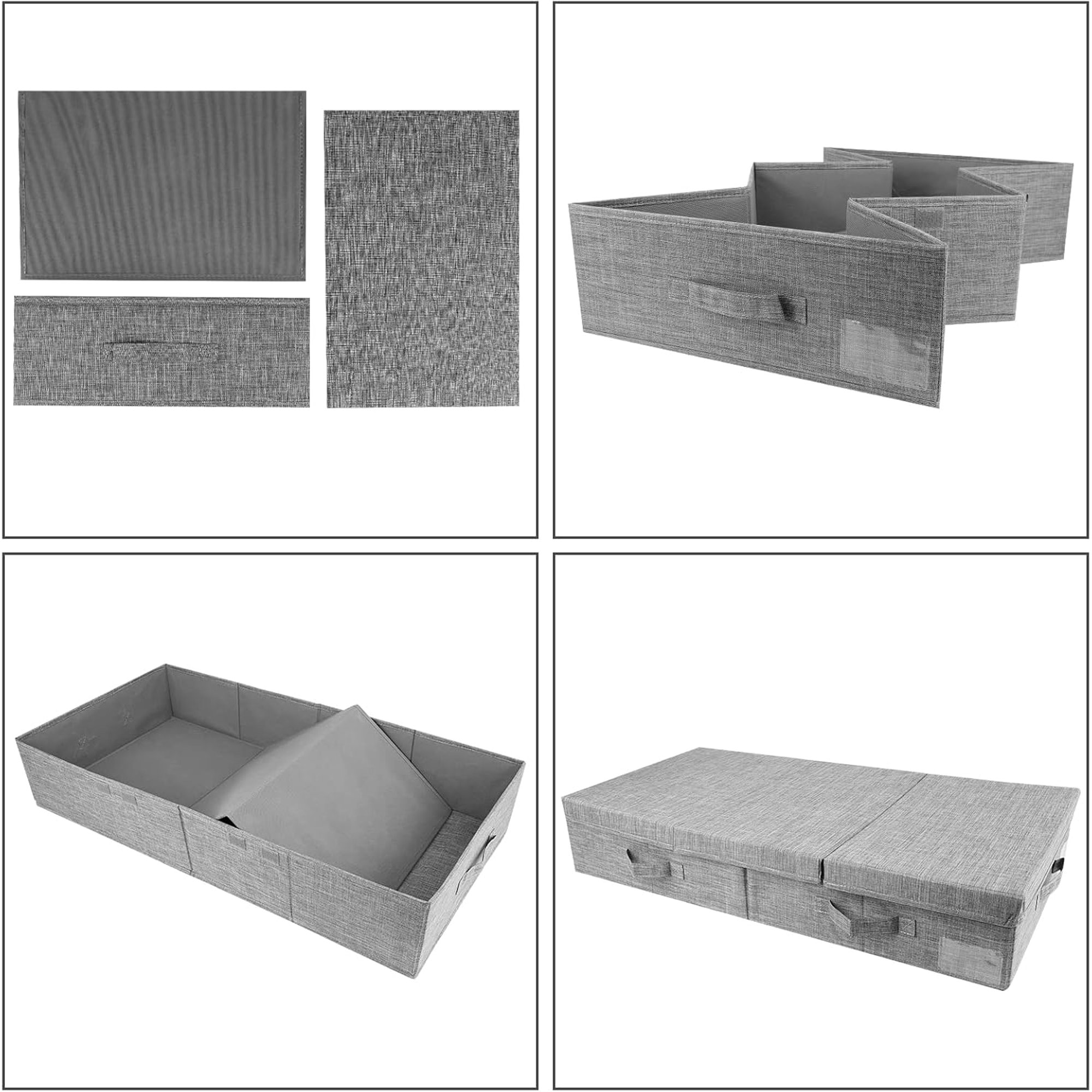 Hltser HCOCM   Underbed Storage Container Bins with Lids  Under Bed Storage Organizer with Sturdy Handles Sidewalls Bottom  Foldable Clothes Bag () Large  Grey