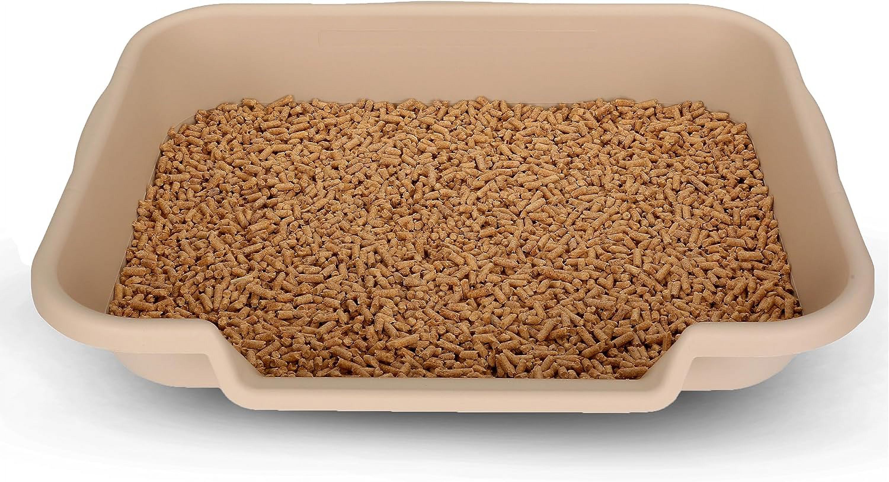 Senior Cat Litter Box, Large Size, Beach Sand, Pet Safe Kitty Litter Box, Low 3" Entry, Lots More Room for Your Cats Comfort - Includes 2 Kitty Pans & 1 Curved Pet Scoop