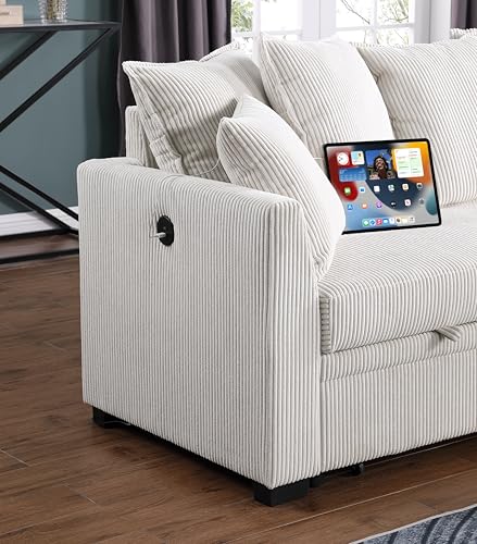 Oversized U-Shaped Sectional Sofa Couch Plush Corduroy Upholstered Modular Deep Seat Sofa&Couch Sectional W/Right Facing Chaise Lounge and 7 Toss Pillows for Home Apartment Living Room Furniture Sets