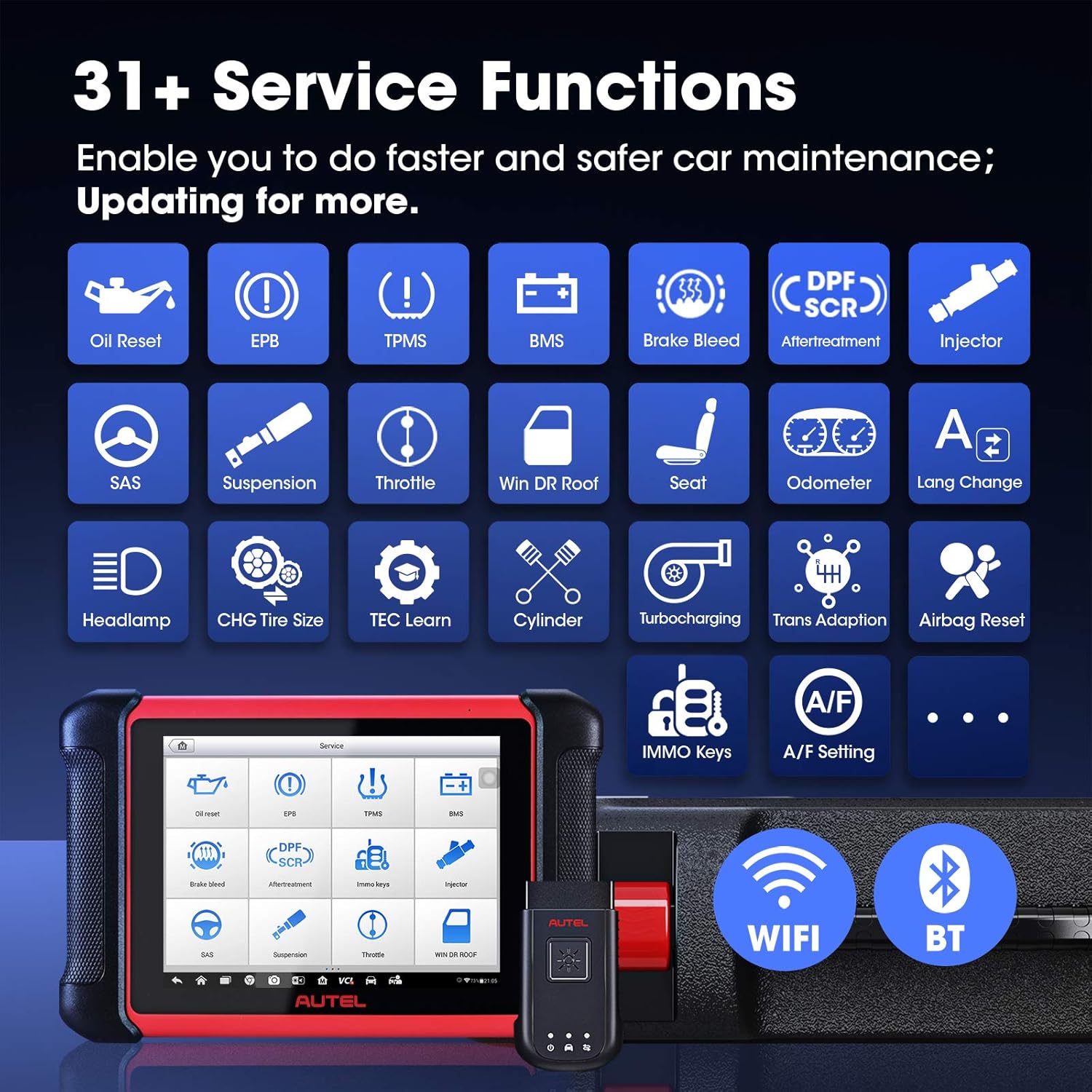 Autel Scanner MaxiCOM MK906BT with MV105, 2022 New Version of Maxisys MS906/ MS906BT/MK908, Auto Scanner with Advanced ECU Coding, Bi-Directional Control, 31+ Services, All System Diagnostics