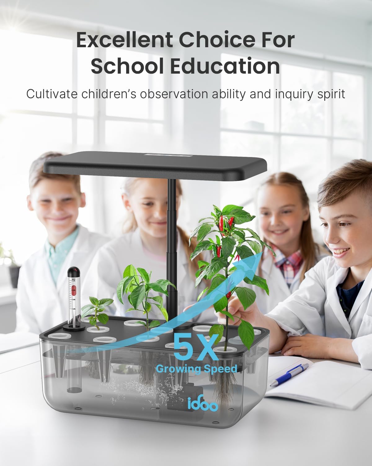 iDOO Hydroponics Growing System Kit, Gifts for Mom, 12Pods Herb Garden with LED Grow Light, Indoor Plants Garden Tool for Home Kitchen School, Healthy Food for Vegan, Kids, Good for Mental Health
