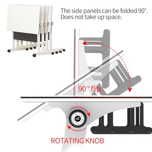 Conference Room Table,Mobile Folding Conference Table with Wheels,Flip Top Rolling Seminar Meeting Table Save Space Design for Office/Meeting Room/Classr (4PCS)