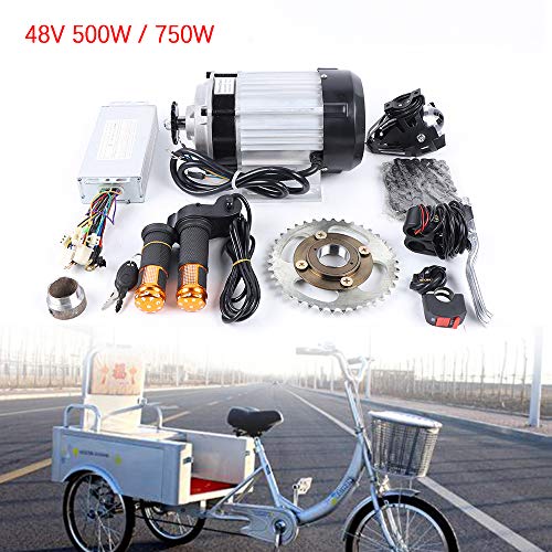 QUEWATSA Electric Tricycle Motor Kit, 48V 750W / 500W Single-Phase Electric Bicycle Trike Conversion Kit Electric Scooter Bicycle Motorcycle for Go Kart ATV Electric Bicycle Conversion Kit