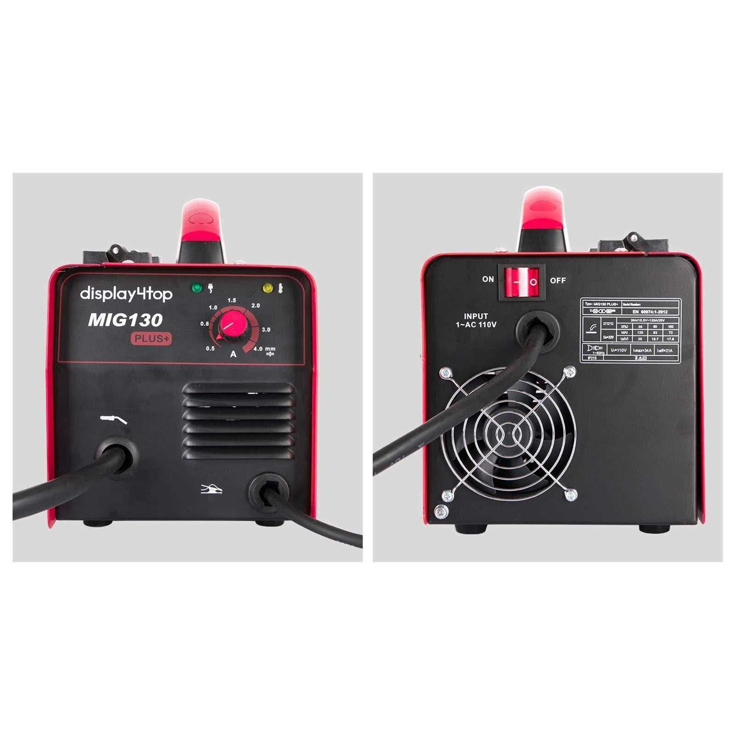display4top Mig Welder 130A Portable Welding Machine Flux Core Wire Welder