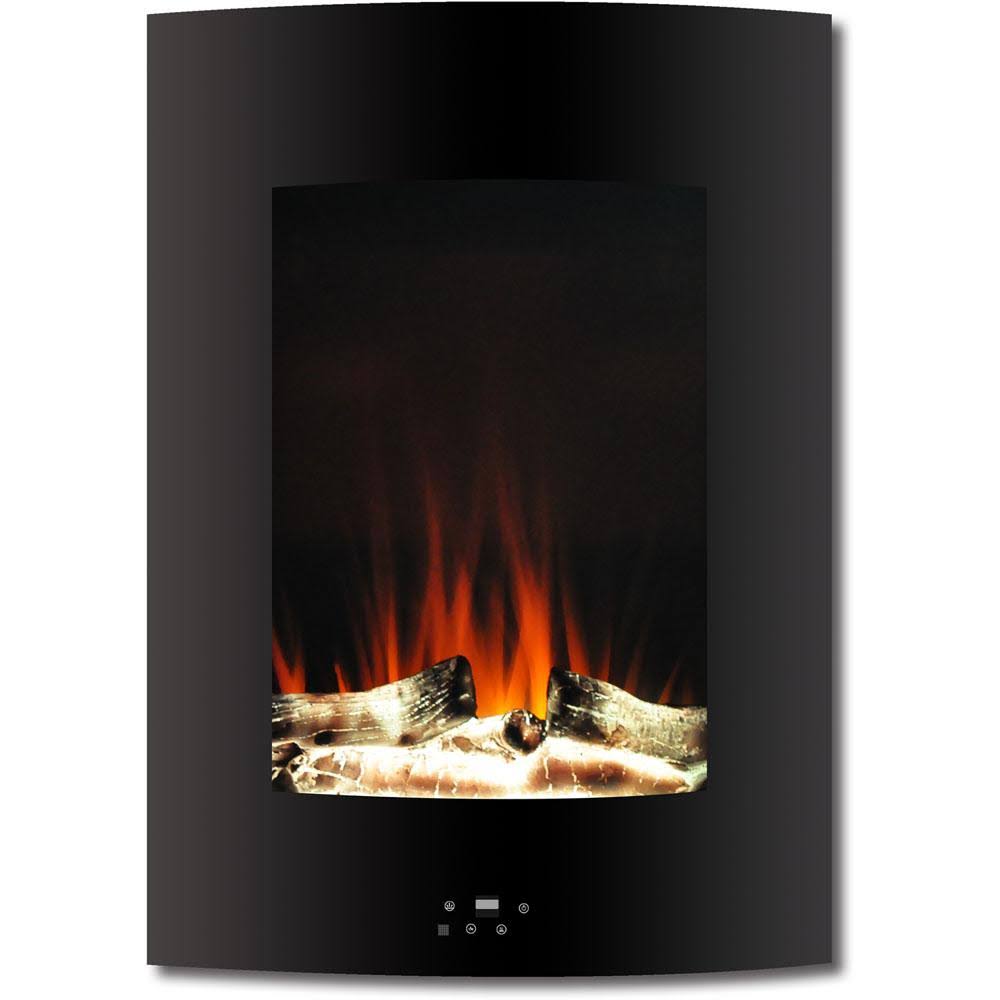 Cambridge CAM19VWMEF-2WHT 19.5 in. Vertical Electric Fireplace in White with Multi-Color Flame and Driftwood Log Display