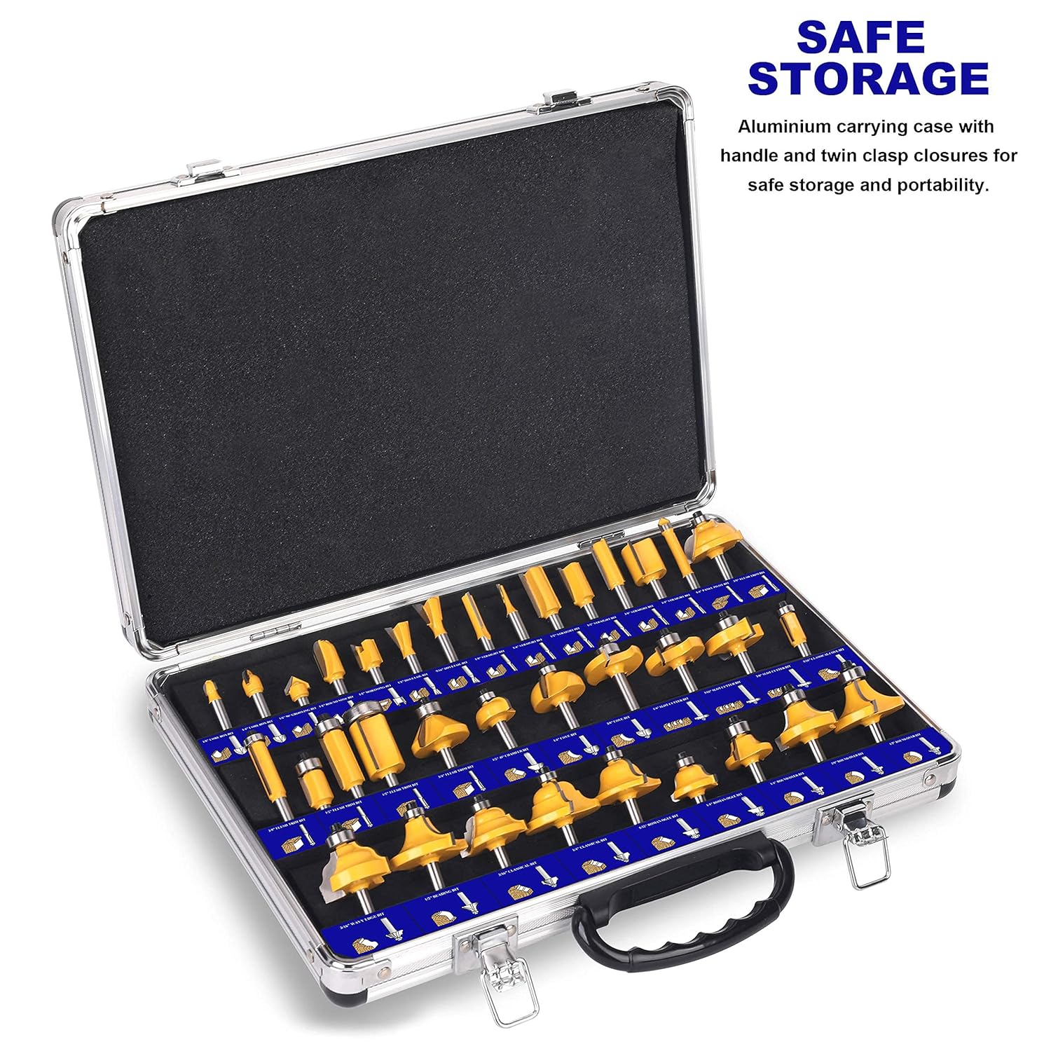 Platinumedge Router Bits Set, Tungsten Carbide Router Bits Set 1/4 Shank, Router Bit Kit for DIY, Woodworking Project, 35 Piece Set with Premium Aluminum Carry Storage Case Pack of 2