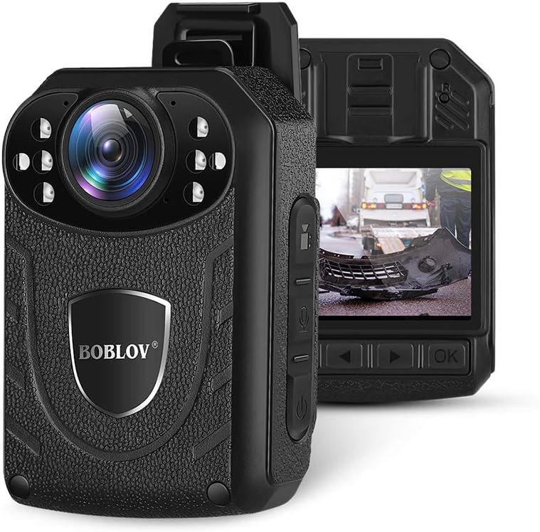 BOBLOV KJ21 Body Camera, 1296P Body Wearable Camera Support Memory Expand Max 128G 8-10Hours Recording Police Body Camera Lightweight and Portable Easy to Operate Clear NightVision(64GB Card)