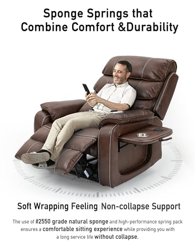 Large Power Lift Chairs Recliners for Elderly with Heated and Massage, Upgraded Dual Motor Lay Flat Recliners, 25in Extra Wide Seat, Cup Holder, Side Pocket