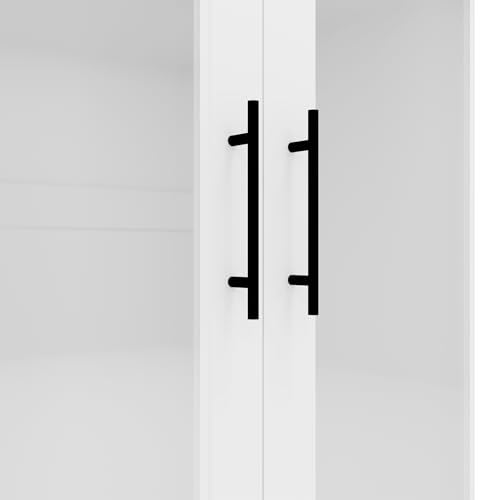 Wood Armoire Wardrobe Closet with Mirror,3 Door Bedroom Armoires Wardrobe Closet with 2 Drawers, Large Wardrobe Closet Storage Cabinet with Hanging Rail, White