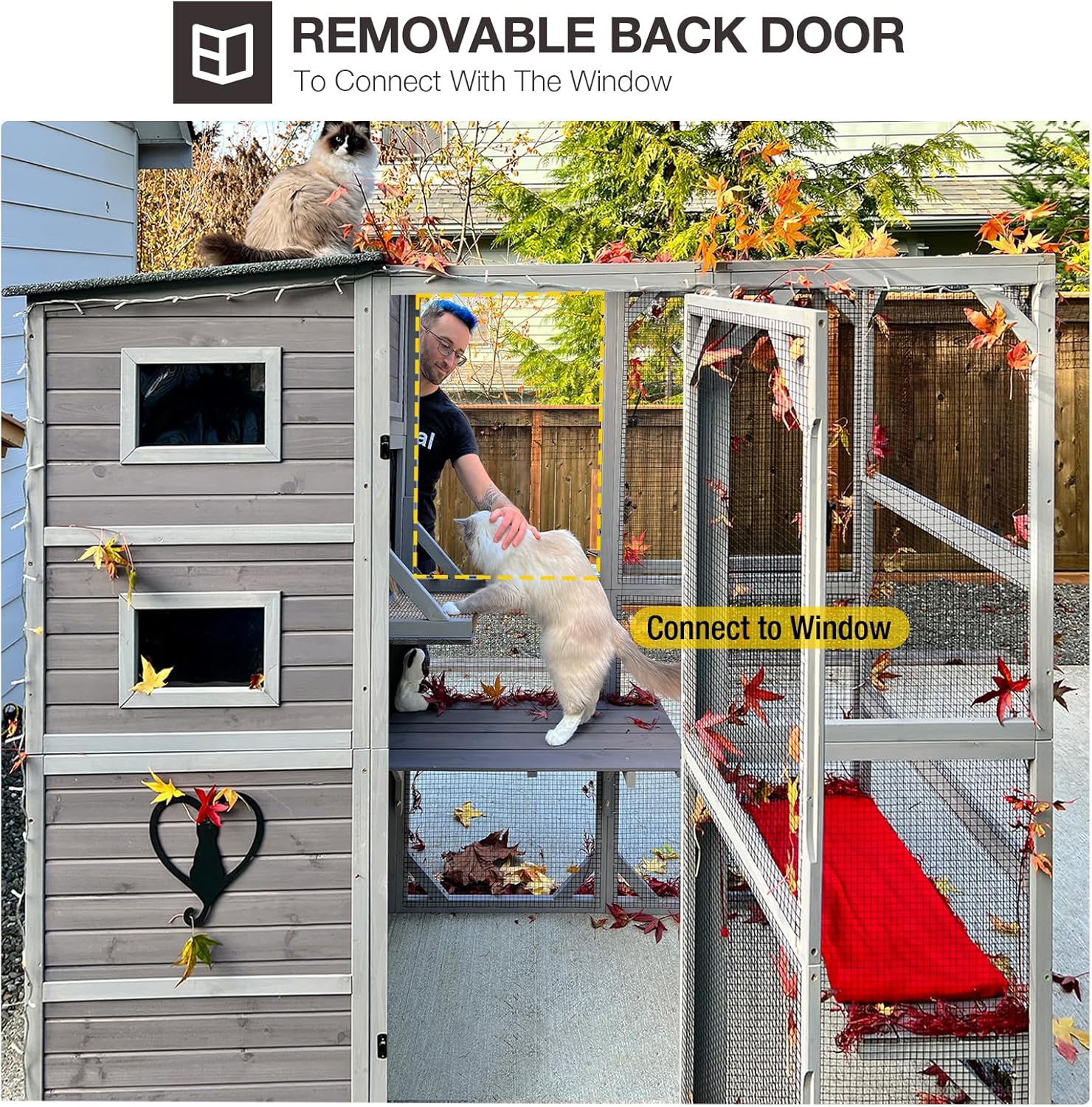 Catio Outdoor Cat Enclosure for Multiple Cats Weatherproof Large Cat House with 4 Levels, 3 Resting Rooms, 3 Platforms,77" L