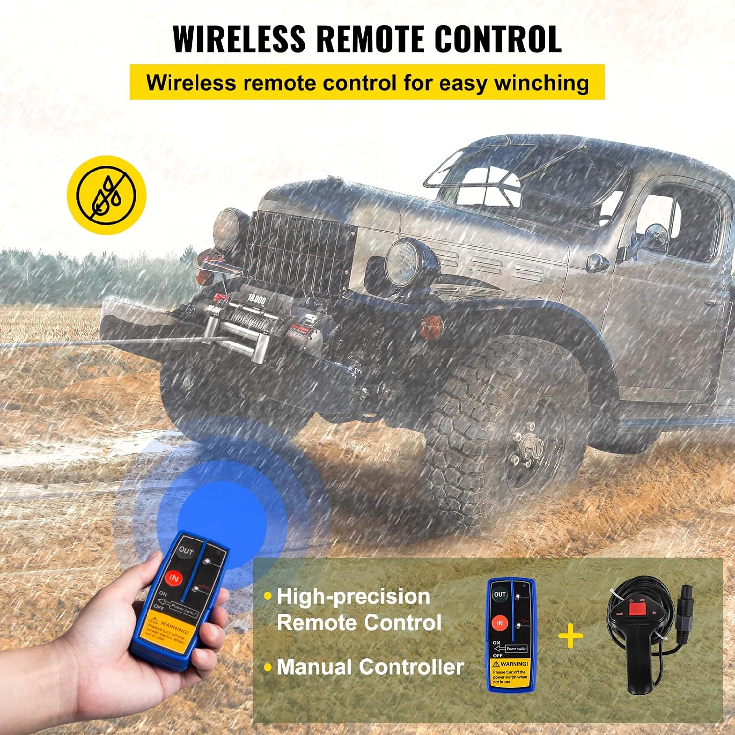 VEVOR Truck Winch 18000lbs Electric Winch 75ft/22.8m Cable Steel 12V Power Winch Jeep Winch with Wireless Remote Control and Powerful Motor for UTV ATV & Jeep Truck Wrangler in Car Lift