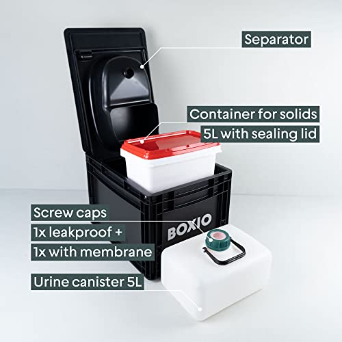 BOXIO Toilet MAX+ Starter Kit, portable camping toilet, composting toilet 15.7" x 11.8" x 11.0", Made in Germany