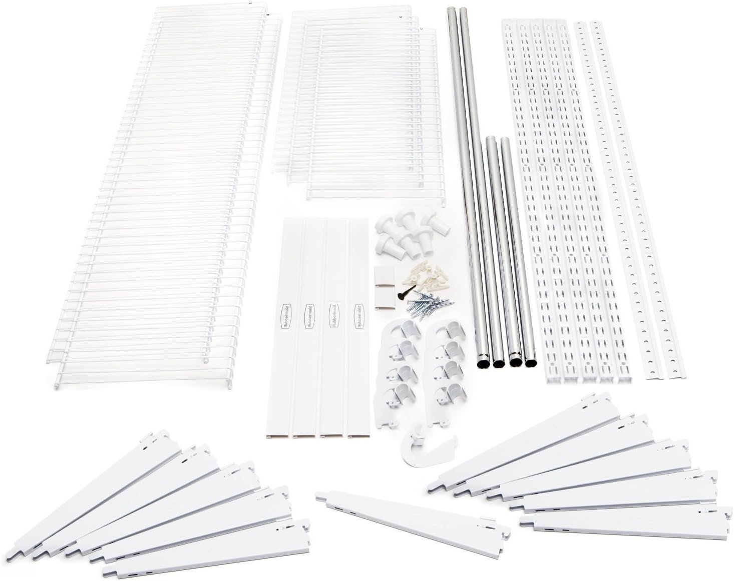Rubbermaid FastTrack Closet Kit, White, 6-10 Ft., Wire Shelving Kit with Expandable Shelving and Telescoping Rods, Custom Closet Organization System, Easy Installation