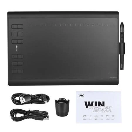 Huion 1060plus Portable Drawing Graphics Tablet Pad 10 inch * 6.25 inch Active Area with 8g Memory Card Rechargeable Digital Pen