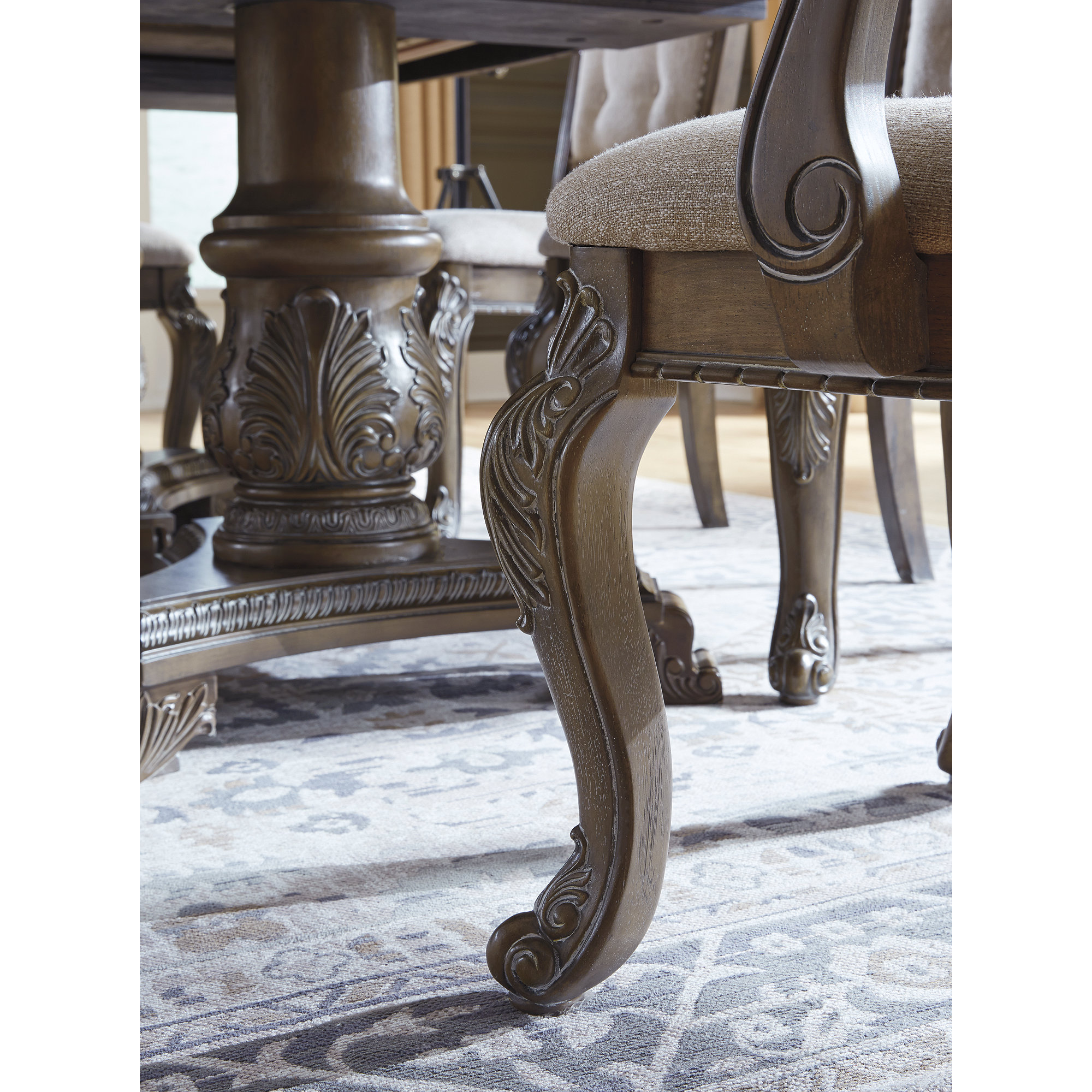 Signature Design by Ashley Charmond Antique Upholstered Dining Chair, Set of 2, Brown