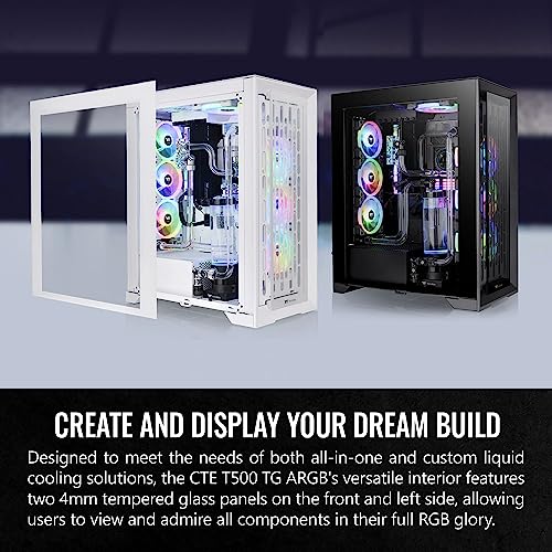 Thermaltake CTE T500 TG ARGB E-ATX Full Tower with Centralized Thermal Efficiency Design; 3x140mm CT140 ARGB Fans Pre-Installed; Tempered Glass Front & Side Panel; CA-1X8-00F1WN-01; White