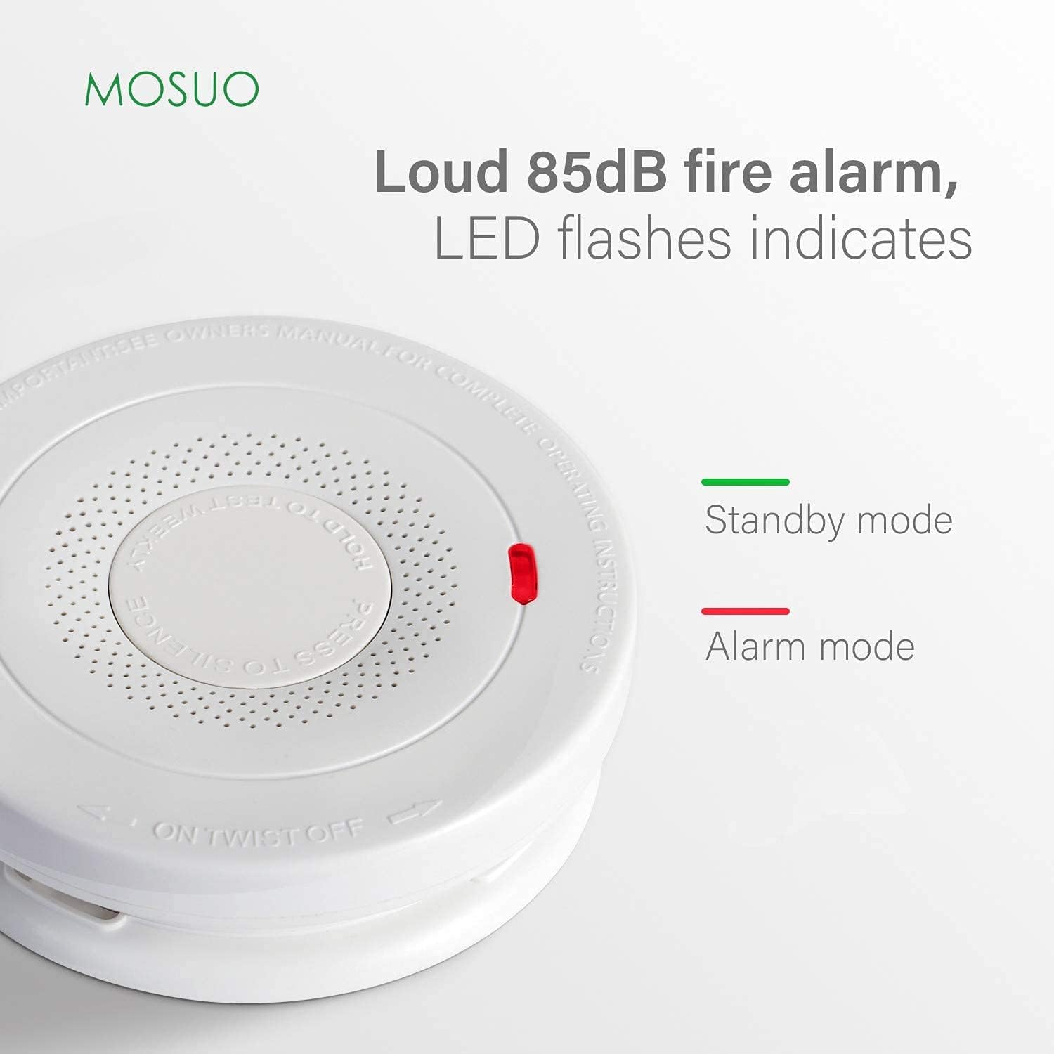 3PCS Smoke and Carbon Monoxide Detector Alarm,MOSUO Detector Alarm with Voice Warning,10 Year Lithium Battery Backup, Dual Sensor Smoke CO Alarm Complies with UL 217 & UL 2034 Standards(AJ-933)