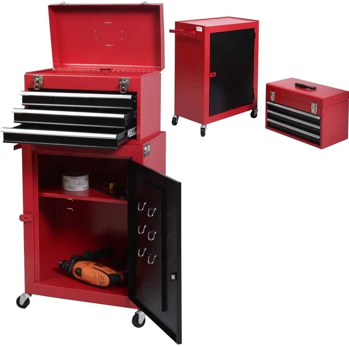 Giantex 2pc Mini Tool Chest u0026 Cabinet Storage Box Rolling Garage Toolbox Organizer TL30208