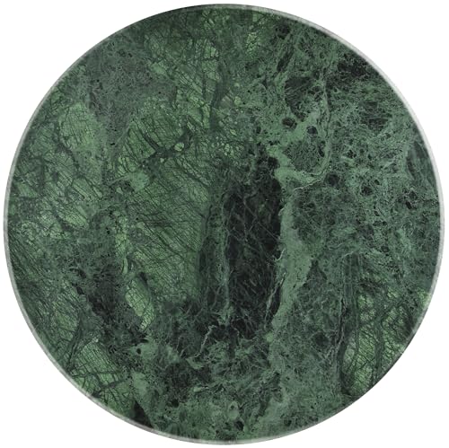 Meridian Furniture Genoa Collection Art Deco Coffee Table with Handcrafted Marble, 36" W x 36" D x 16" H, Green