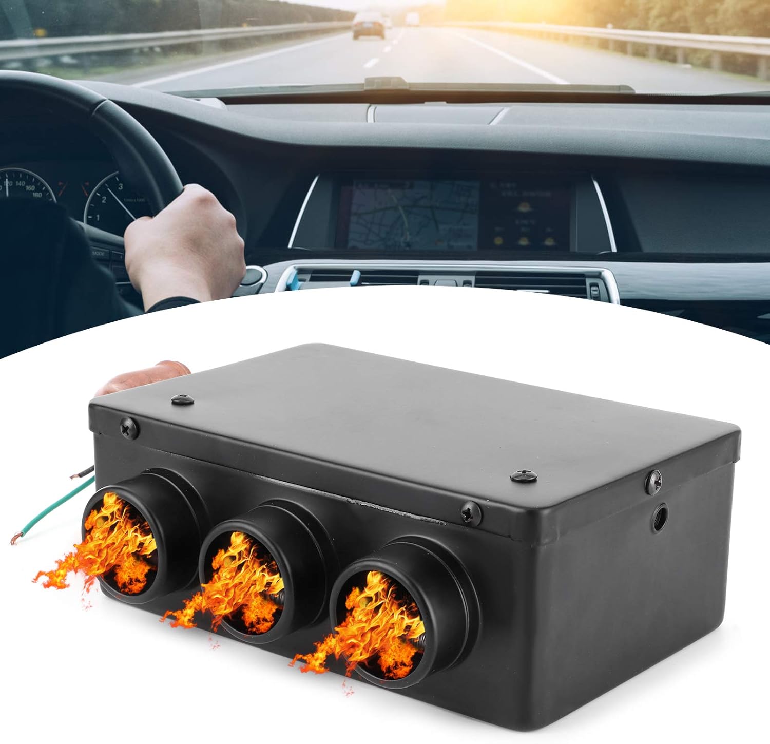 Car Heater,12V 50W Car Heater 3 Hole Portable Winter Fast Heating Warmer Frost Removing Low Noise
