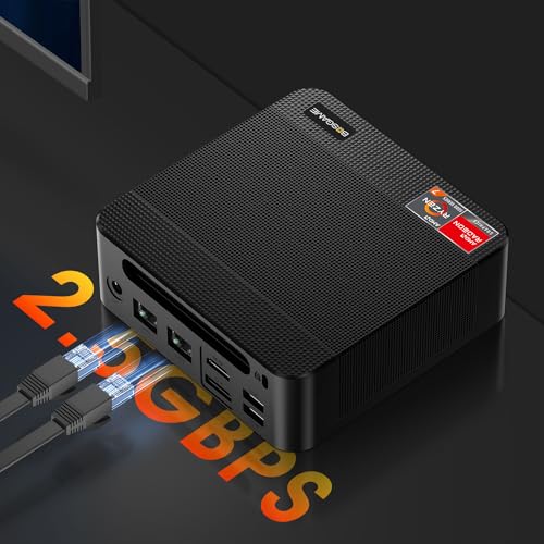 Mini Gaming PC P4, AMD Ryzen 7 5700U (8C/16T,up to 4.3GHz), Mini Computers DDR4 32GB RAM 1TB NVMe SSD, Mini PC Windows 11 Pro 4K@60Hz Triple Display/BT5.2/WiFi 6E/2.5G Dual LAN