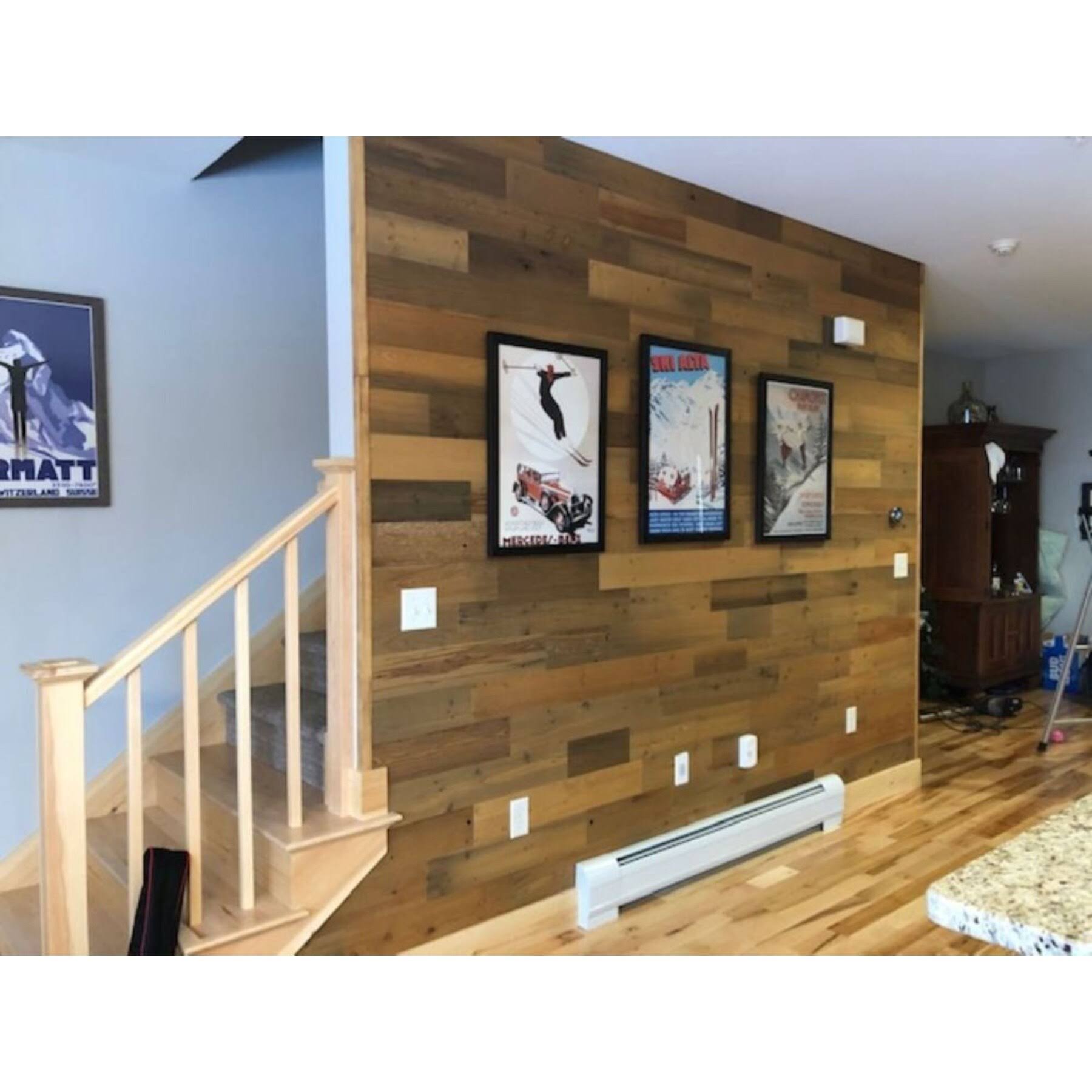 Timberchic Reclaimed Wooden Wall Planks - Peel and Stick Application (Sandy Beach) - 40 Sq. ft. - 5x22 Width