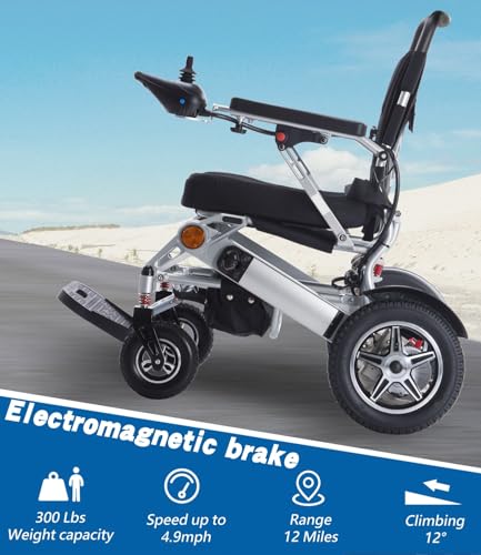 Foldable Electric Wheelchair Reclining Wheelchair Long Range for Elderly and Disabled People