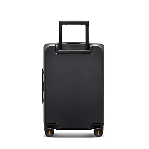 LEVEL8 Road Runner Pro Carry-On Luggage, 20” Lightweight PC Hardside Suitcase with Wheels, Spinner Trolley for Luggage with Front Compartment, Tsa Lock, Black