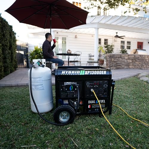 DuroMax XP12000EH 12,000-Watt Dual Fuel Portable Generator – Gas & Propane, Electric Start, Whole Home Backup Power, Transfer Switch Ready, RV & Emergency Ready