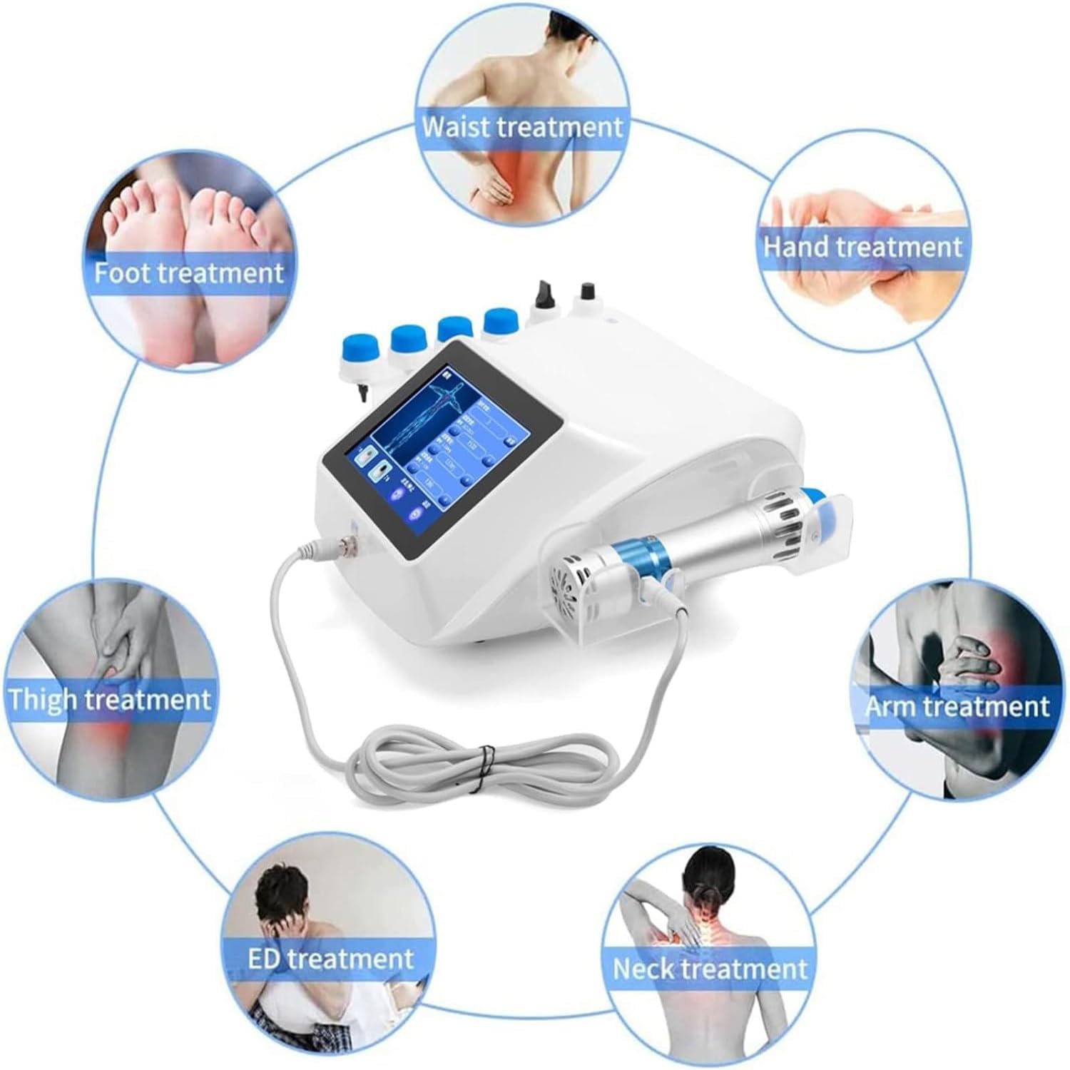 Shockwave Therapy Machine,with 7 Massage Heads, Shock Wave Machine,for Body Muscle Massager,Machine for Joint and Muscle Pain Relief,Painless