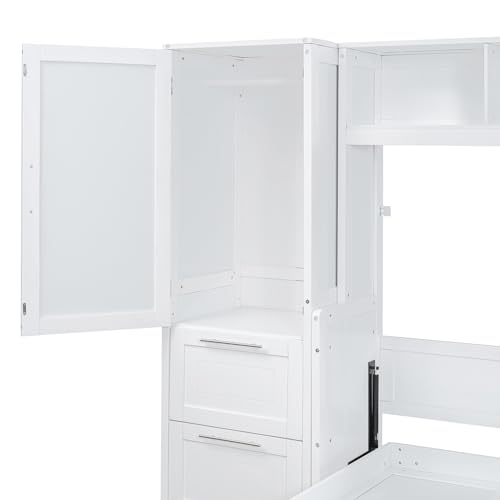 Merax, Gray Size Murphy Bed Wall, Queen+Closet+Drawers