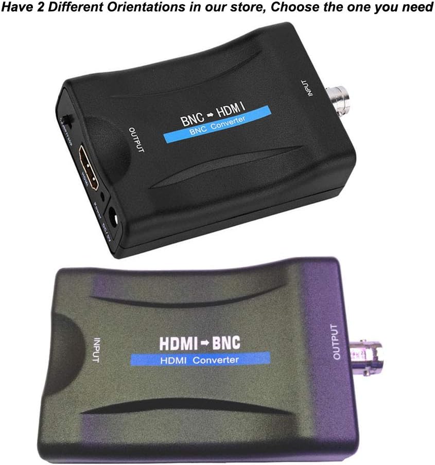 BNC HDMI Adapter CVBS Analog Component Female BNC Input 720P 1080P Coax HDMI Composite Out HDCP Deep Color Video Audio Converter Box Hook up Security Camera CCTV Surveillance CVR DVRs to HD TV Monitor