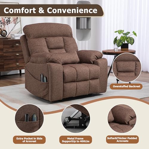 Oversized Power Lift Recliner Chair for Big Men - 400lbs Capacity with Heat, Massage, and Hidden Cup Holder