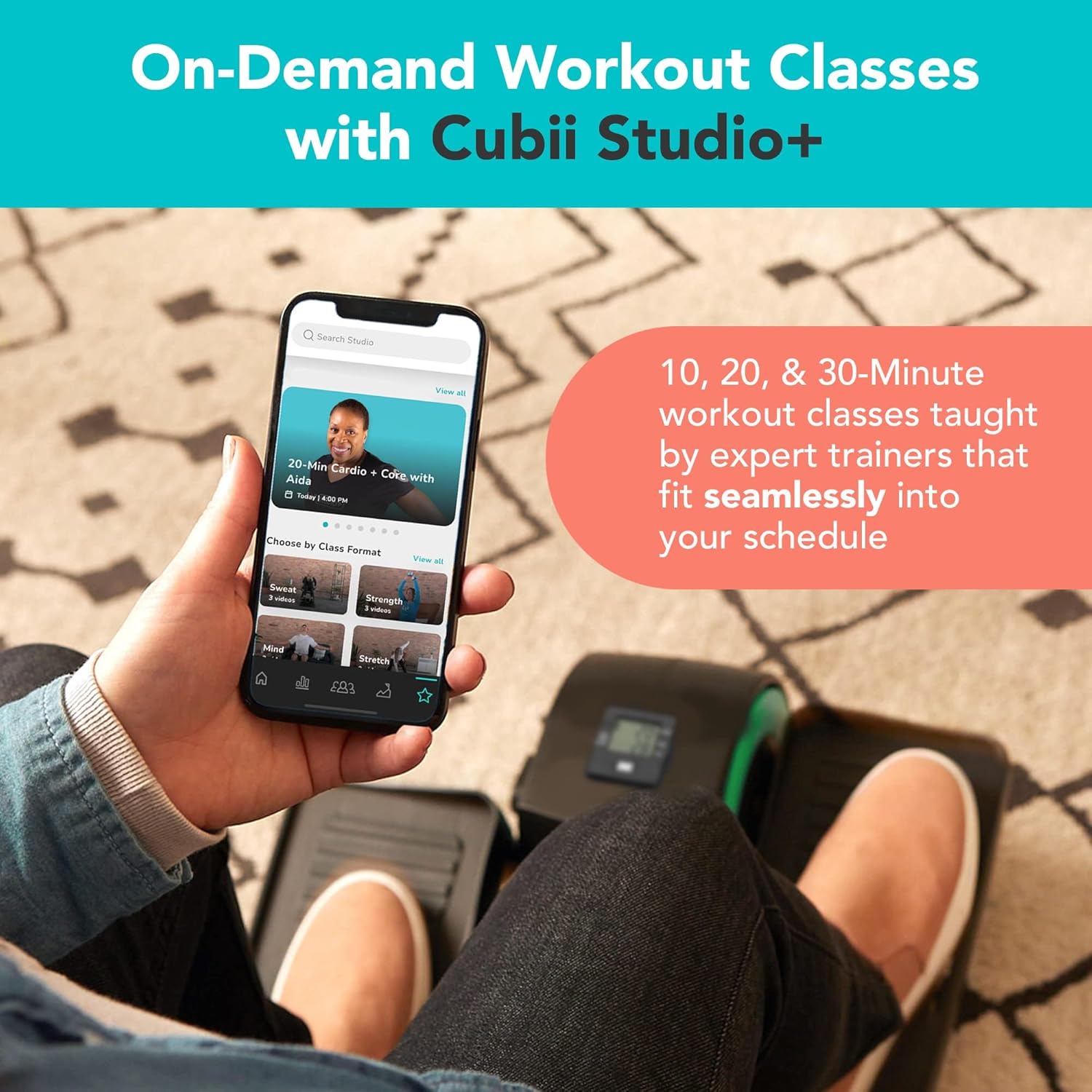 Cubii Total Body - Under Desk Seated Elliptical Pedal Exerciser with Built in Upper Body Resistance Bands, 12 Levels of Resistance, LCD Display, Whisper Quiet with Bluetooth - Adult to Seniors