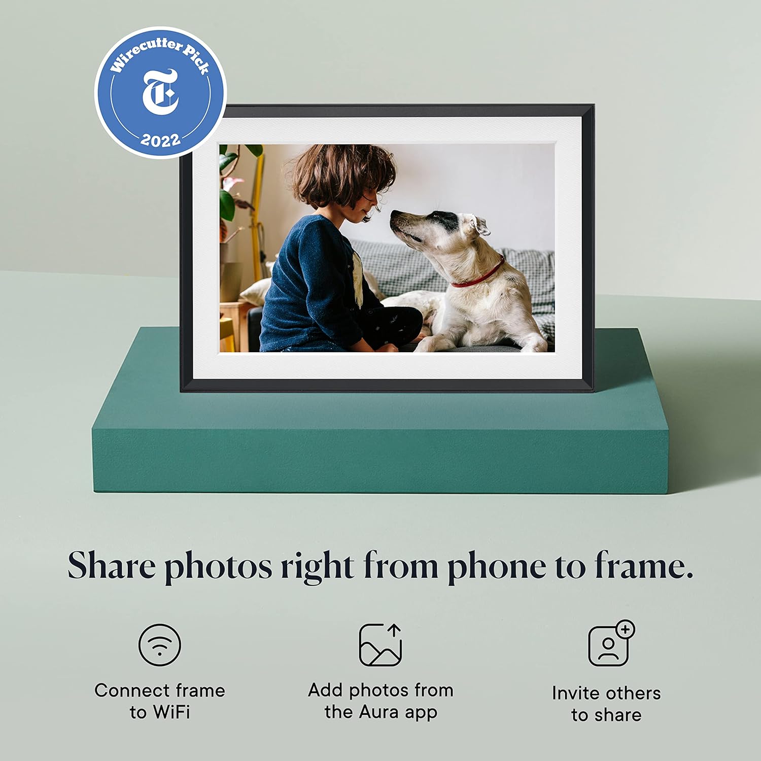 Aura Carver 10.1" WiFi Digital Picture Frame | The Best Digital Frame for Gifting | Send Photos from Your Phone | Quick, Easy Setup in Aura App | Free Unlimited Storage | (Gravel with White Mat)