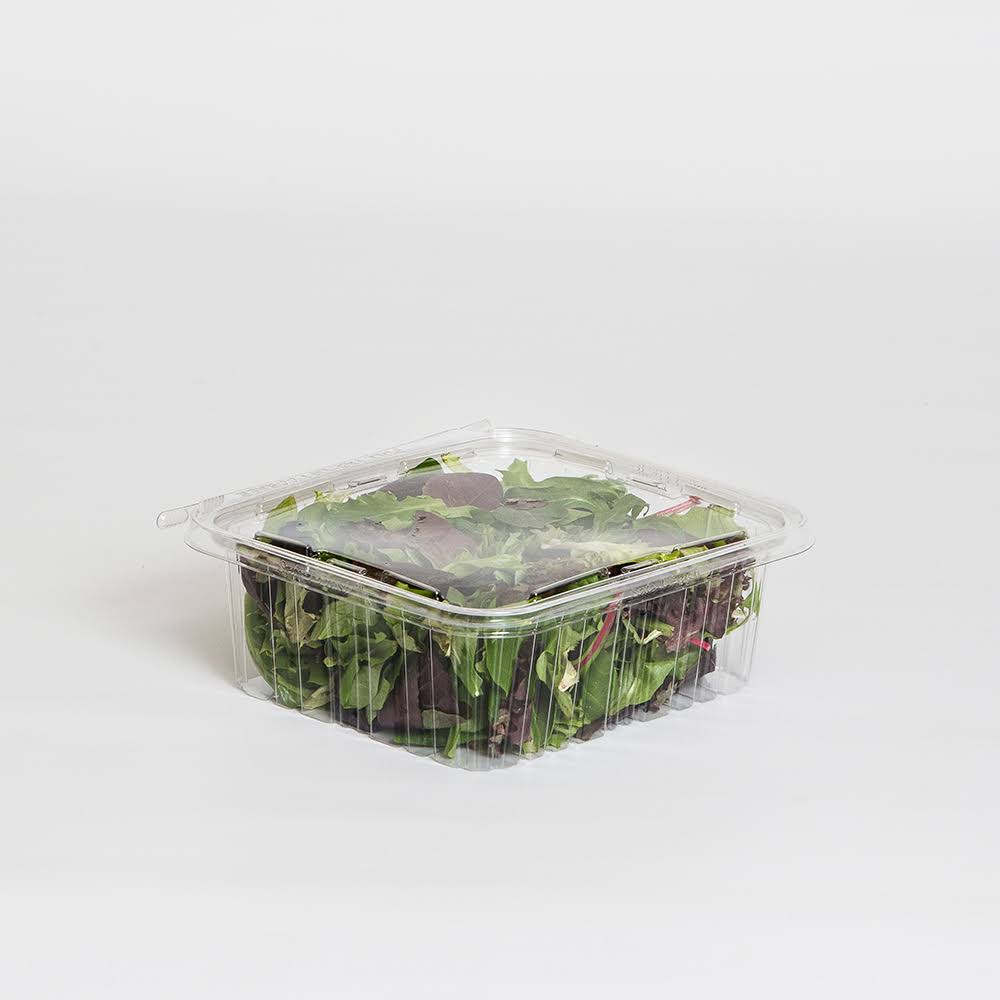 Inline Plastics Safe-T-Fresh Polyethylene Tamper Resistant Square Food Container Clear, 64 oz. | 150/Case