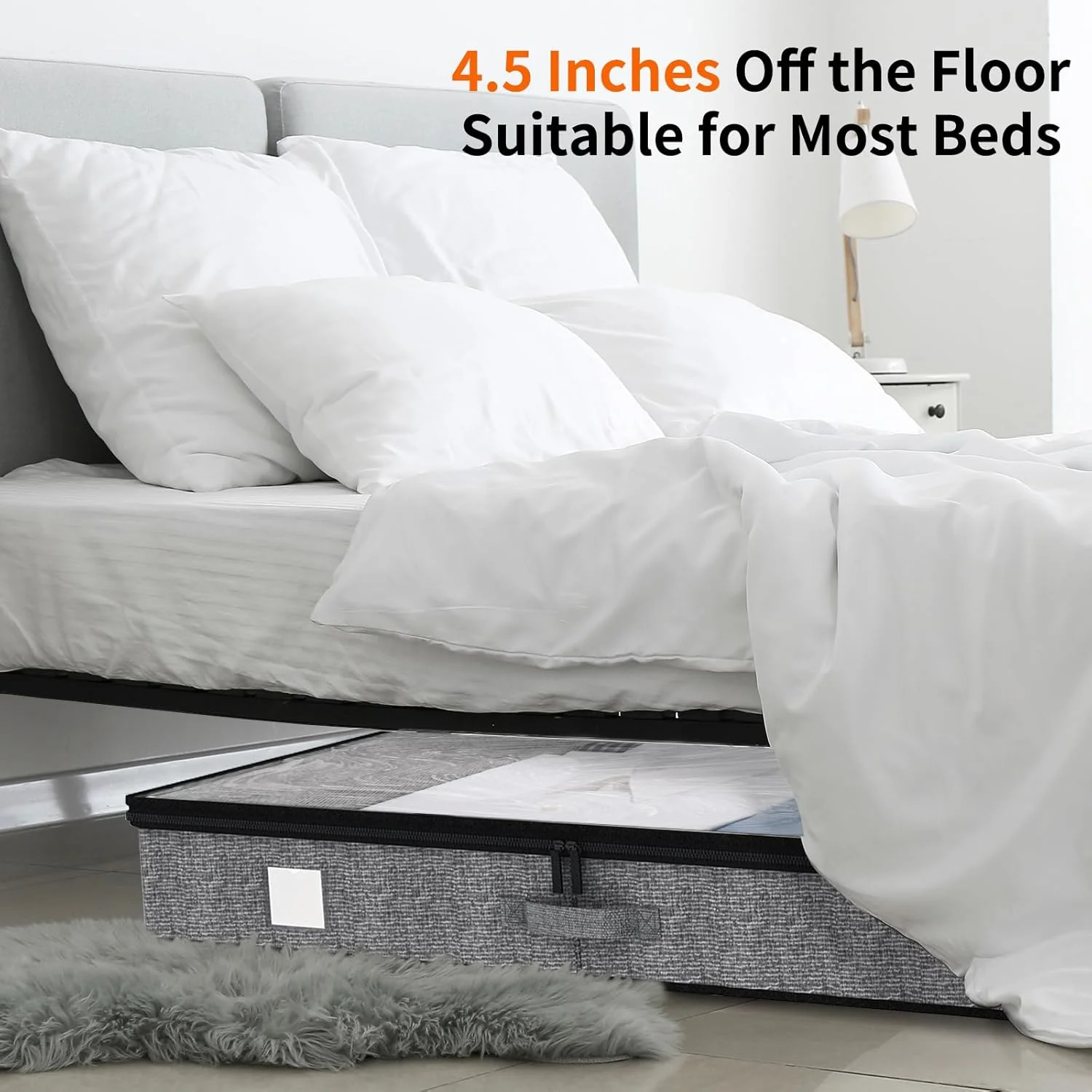 2 Pack Under Bed Storage Containers, Below 4.5 Inches Low Profile Underbed Organizer Clothes Storage with Sturdy Sidewalls and Bottom