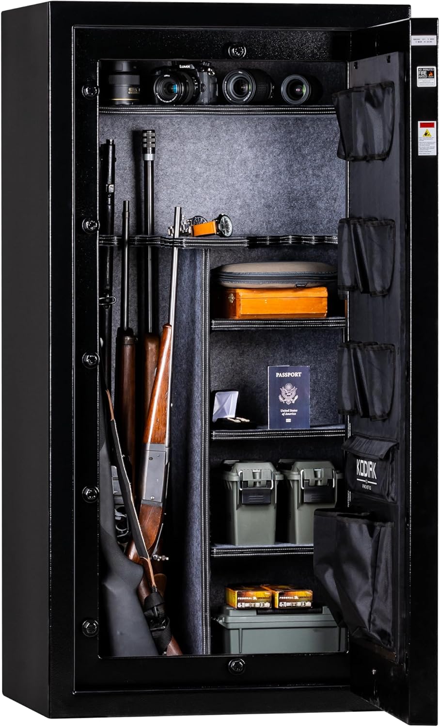 Kodiak Home Gun Safe for Rifles & Pistols | KBX5629 by Rhino Metals with New SafeX Security System | 42 Long Guns & 9 Pistol Pockets | 30 Minute Fire Protection | 390lbs