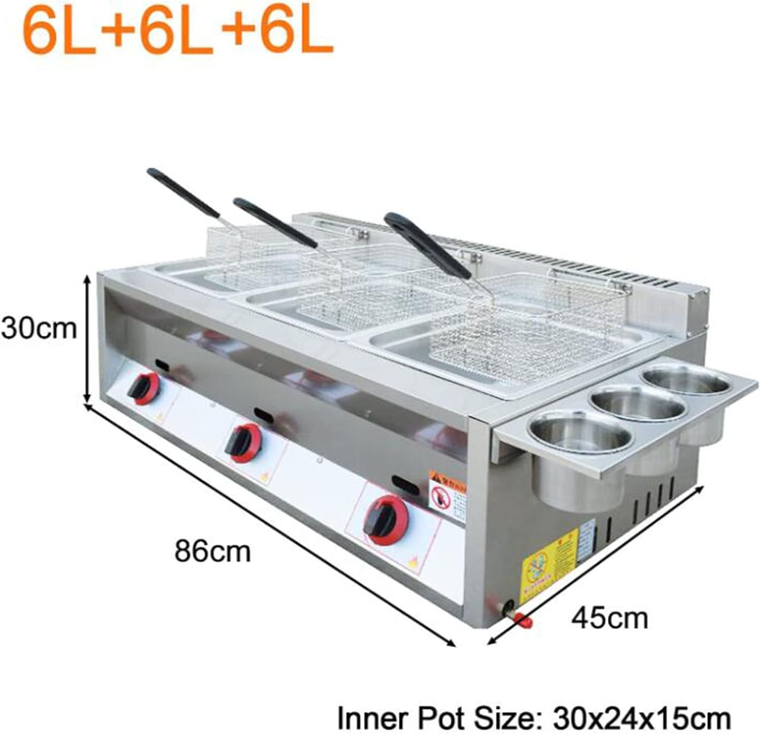 Deep Fryer,French Fries Machine,Electric Deep Fryer,Stainless Steel Fryer with Heating Element,3 Basket,Adjustable Temperature